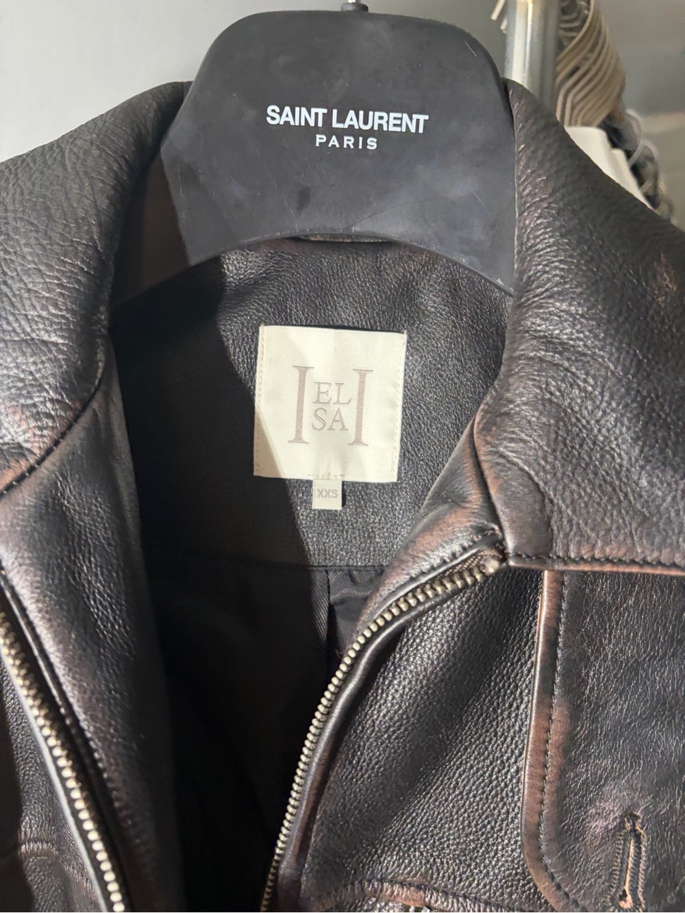 Helsa Oversized Brown Leather Bomber Jacket - Picture 9 of 12